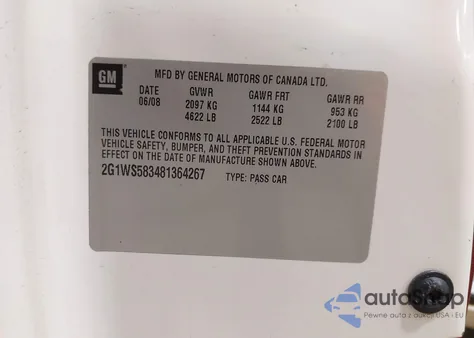 2008 Chevrolet Impala Police from USA, damaged, VIN 2G1WS583481364267